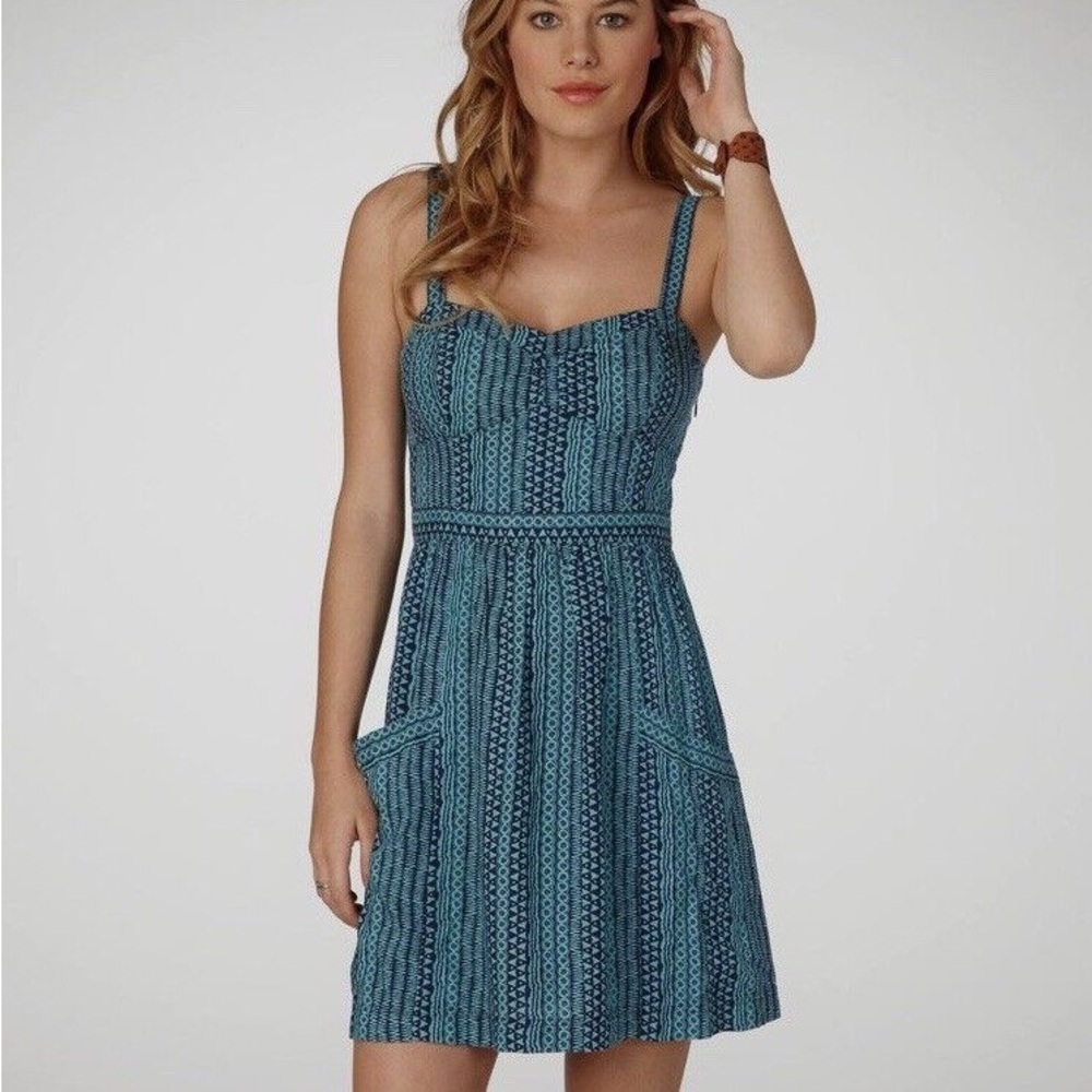 American Eagle Navy & Teal Geometric Pattern Mini Dress Size 2 (with pockets!)